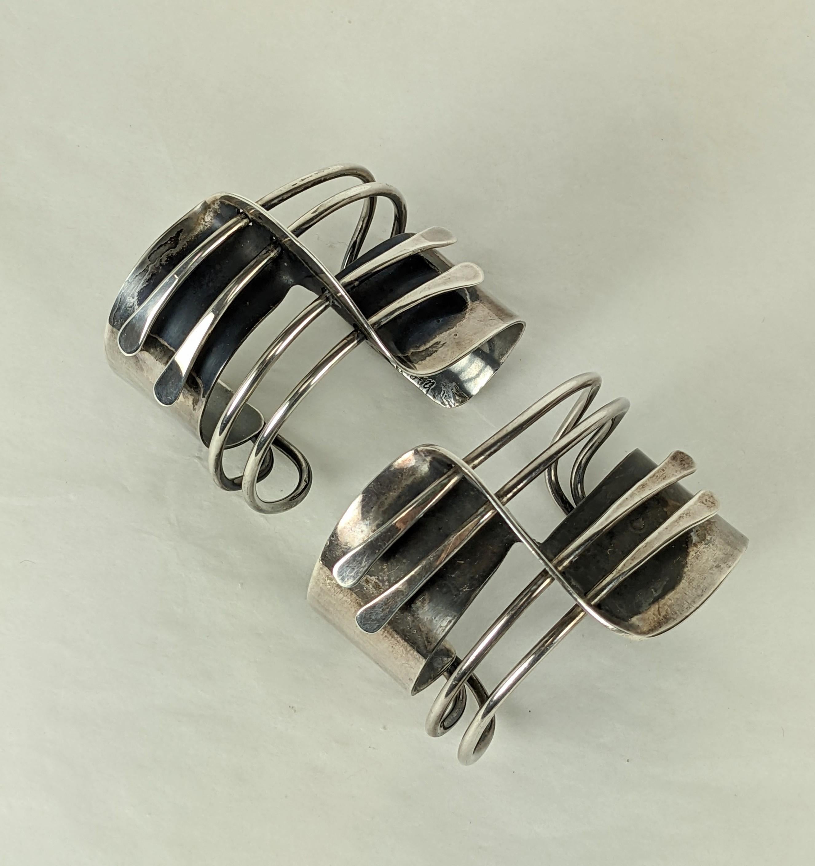 Pair of Iconic Art Smith Modernette Cuffs For Sale 1
