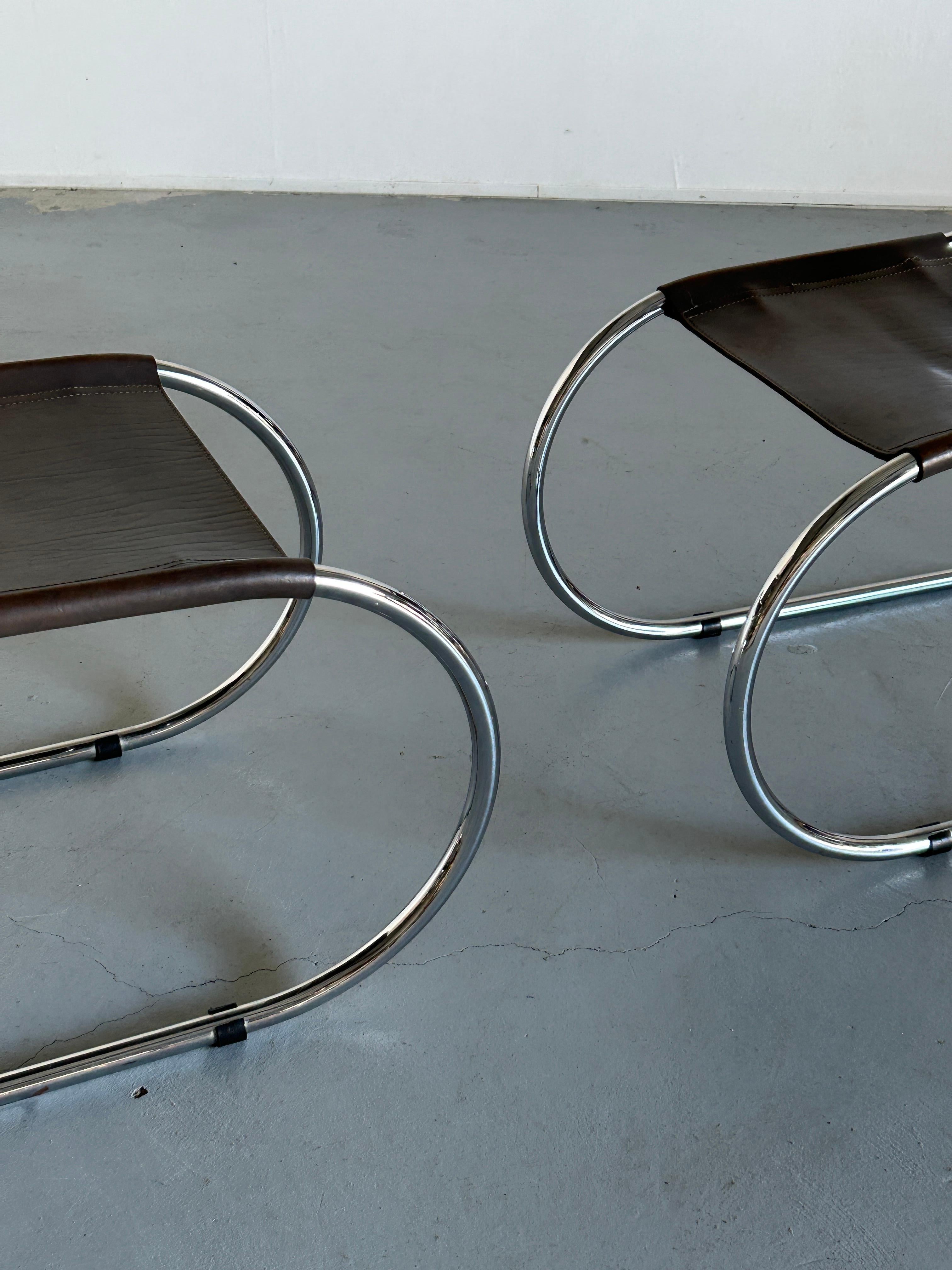 Late 20th Century Pair of Iconic Bauhaus 'MR10' Style Cantilever Chairs, Mies Van Der Rohe, 90s