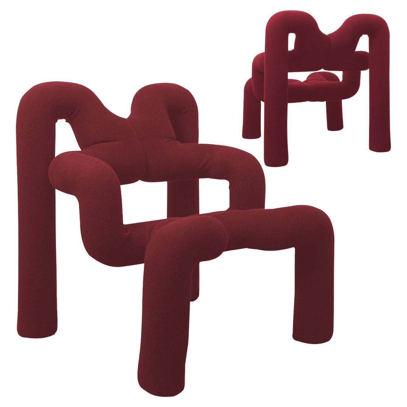Pair of Iconic Bordeaux Armchairs by Terje Ekstrom, Norway, for Angie