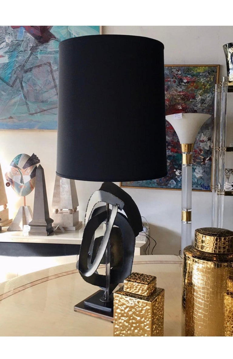 Pair of Iconic Brutalist Bronze Lamps by Richard Barr Laurel Lamp 1960s In Good Condition For Sale In Palm Springs, CA