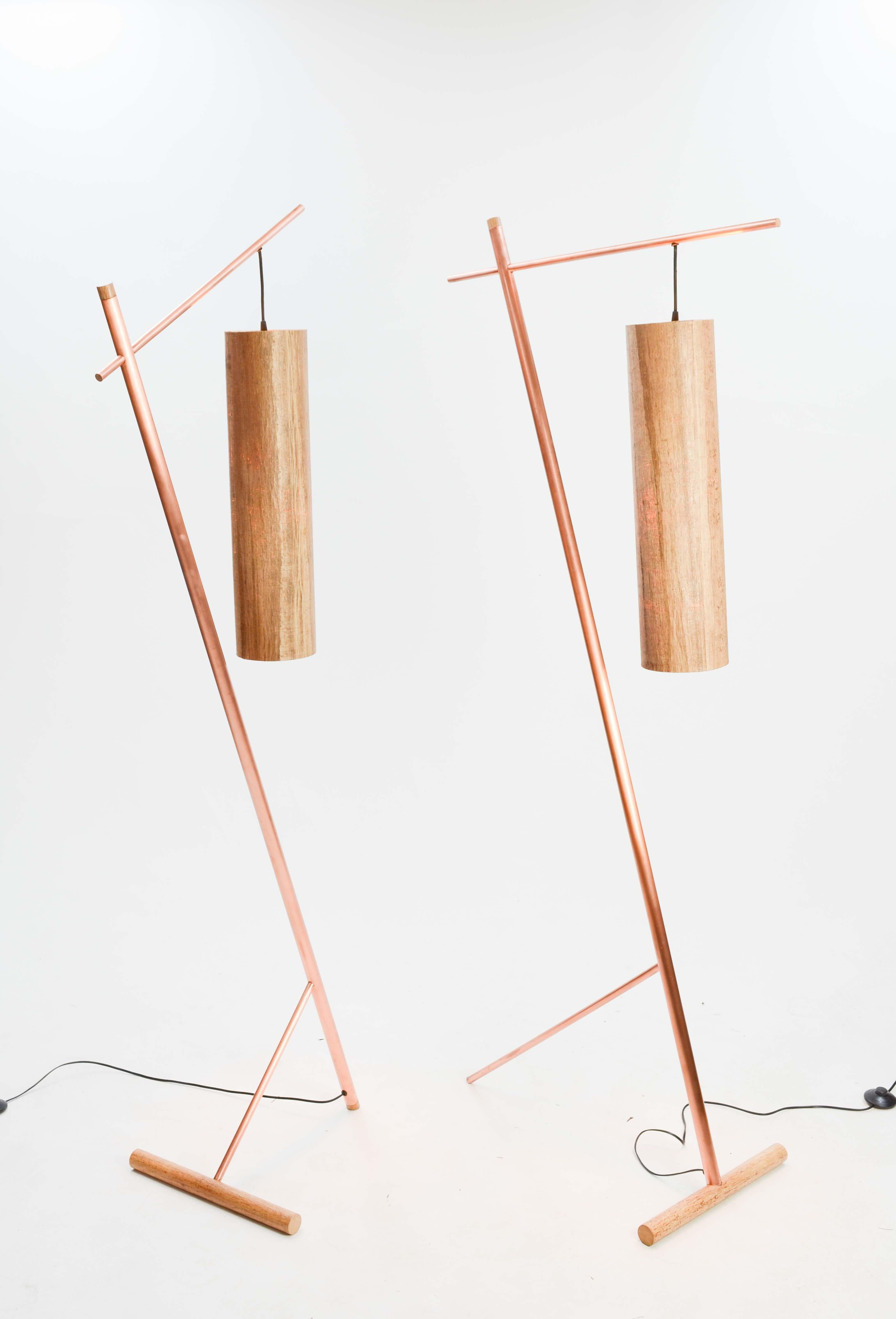 Mid-Century Modern Pair of Iconic Custom Floor Lamps by Artisan James Violette For Sale