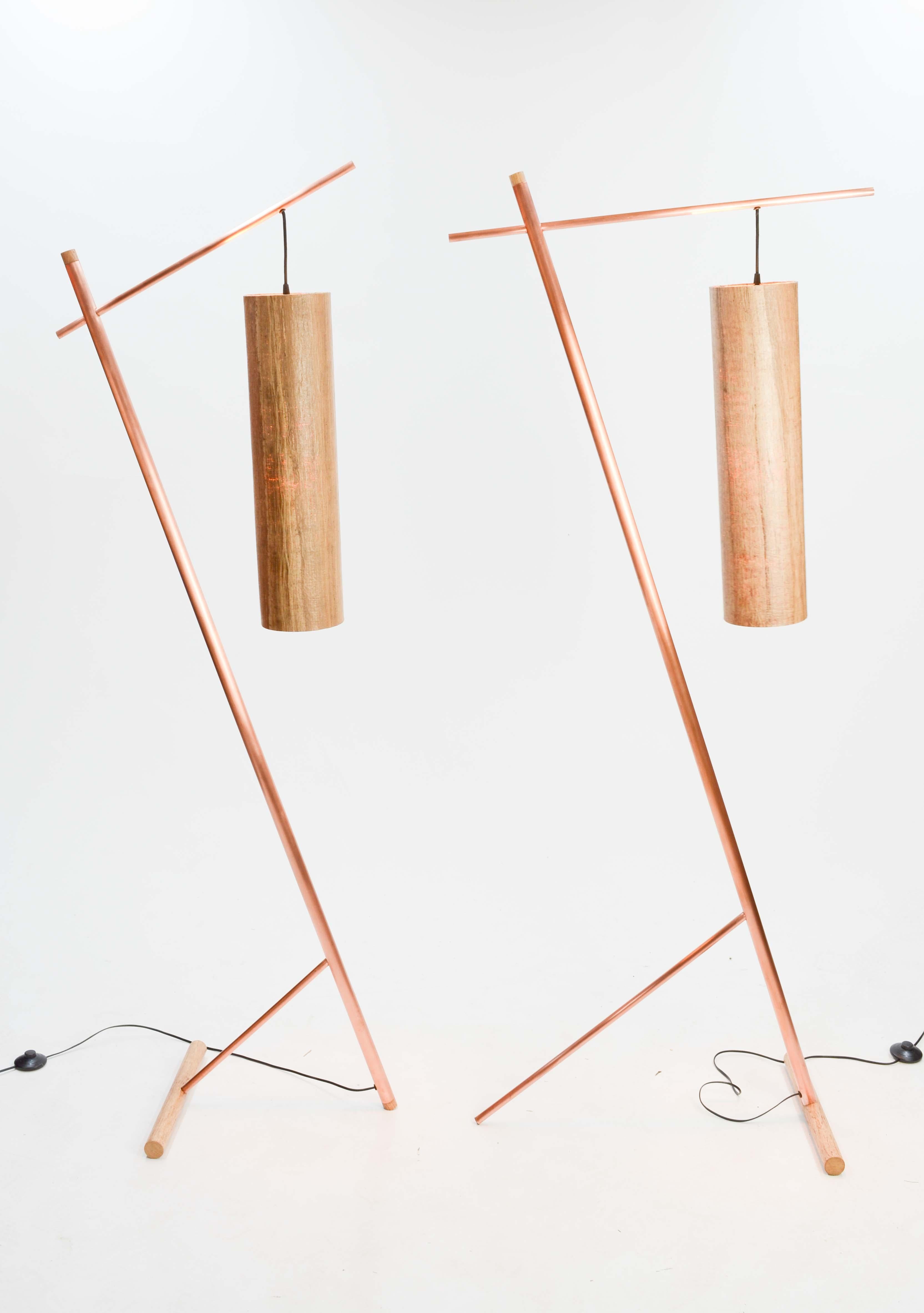 American Pair of Iconic Custom Floor Lamps by Artisan James Violette For Sale
