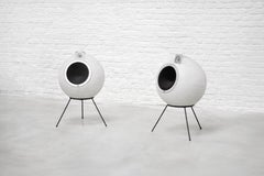 Pair Of Iconic Elipson Bs 404 Speakers In Sculptural Fiberglass, France, 1960s