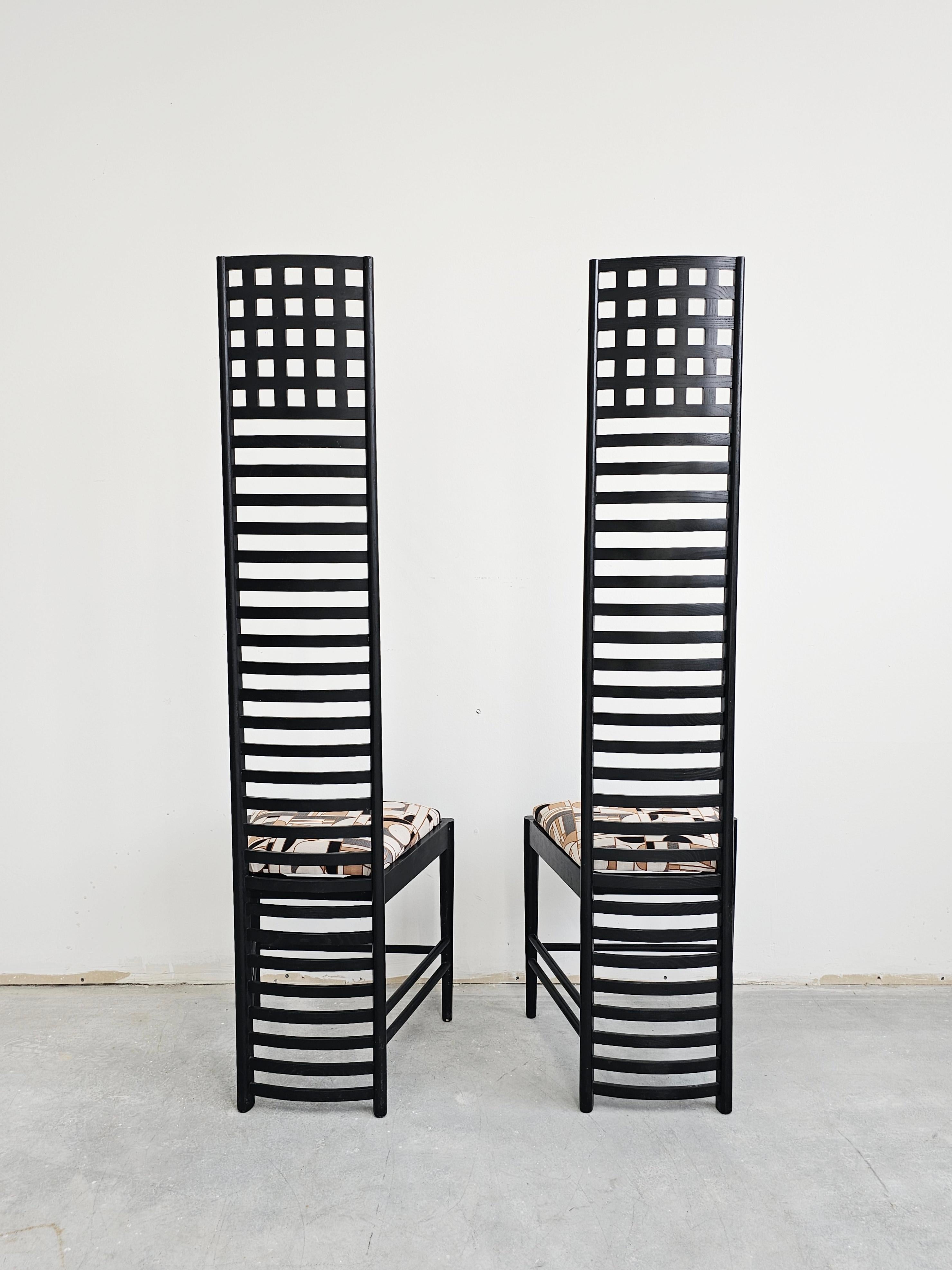 Pair of Iconic Hill House Chairs by Charles Rennie Mackintosh, Italy 1980s For Sale 3