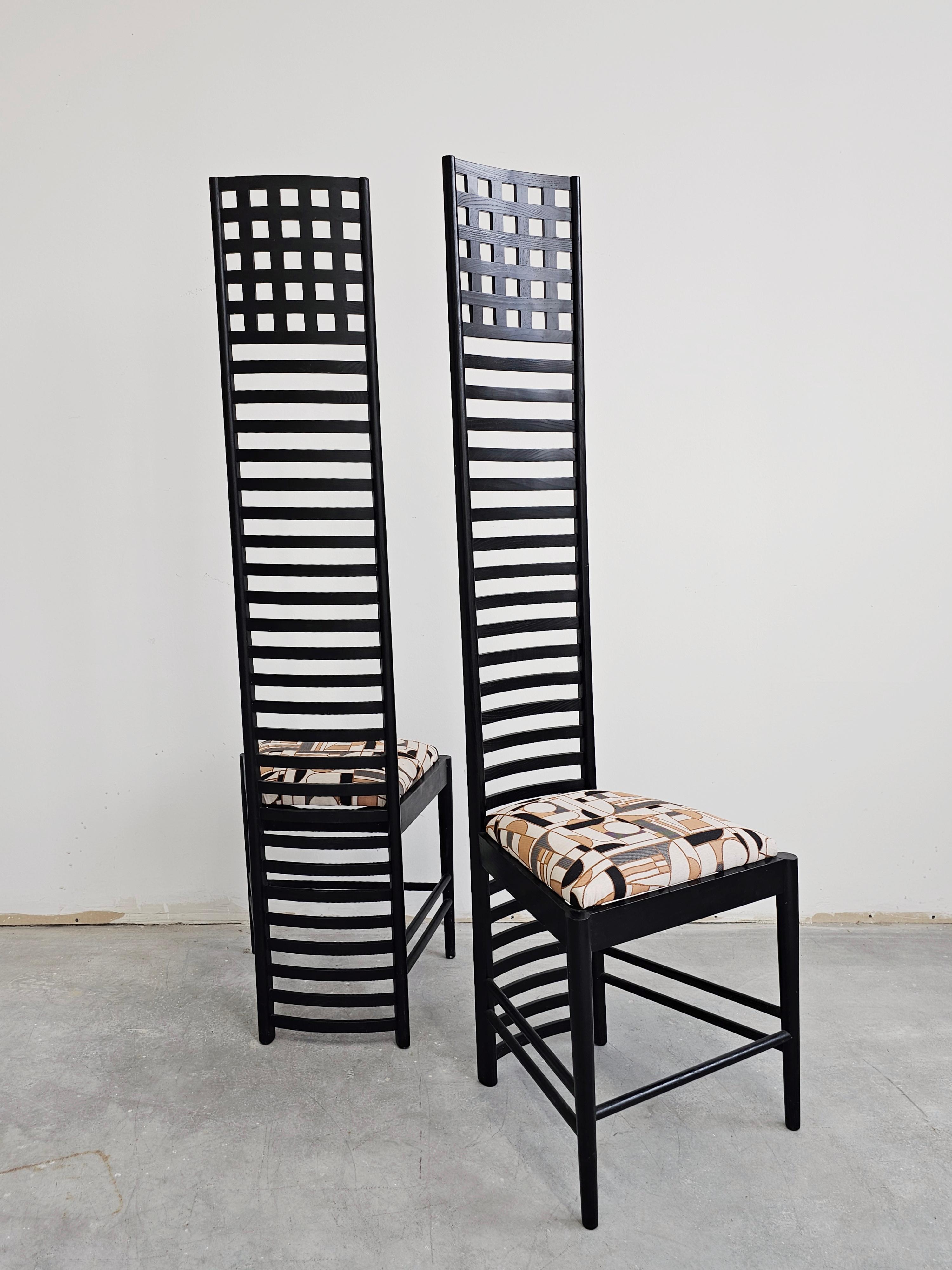Pair of Iconic Hill House Chairs by Charles Rennie Mackintosh, Italy 1980s For Sale 5
