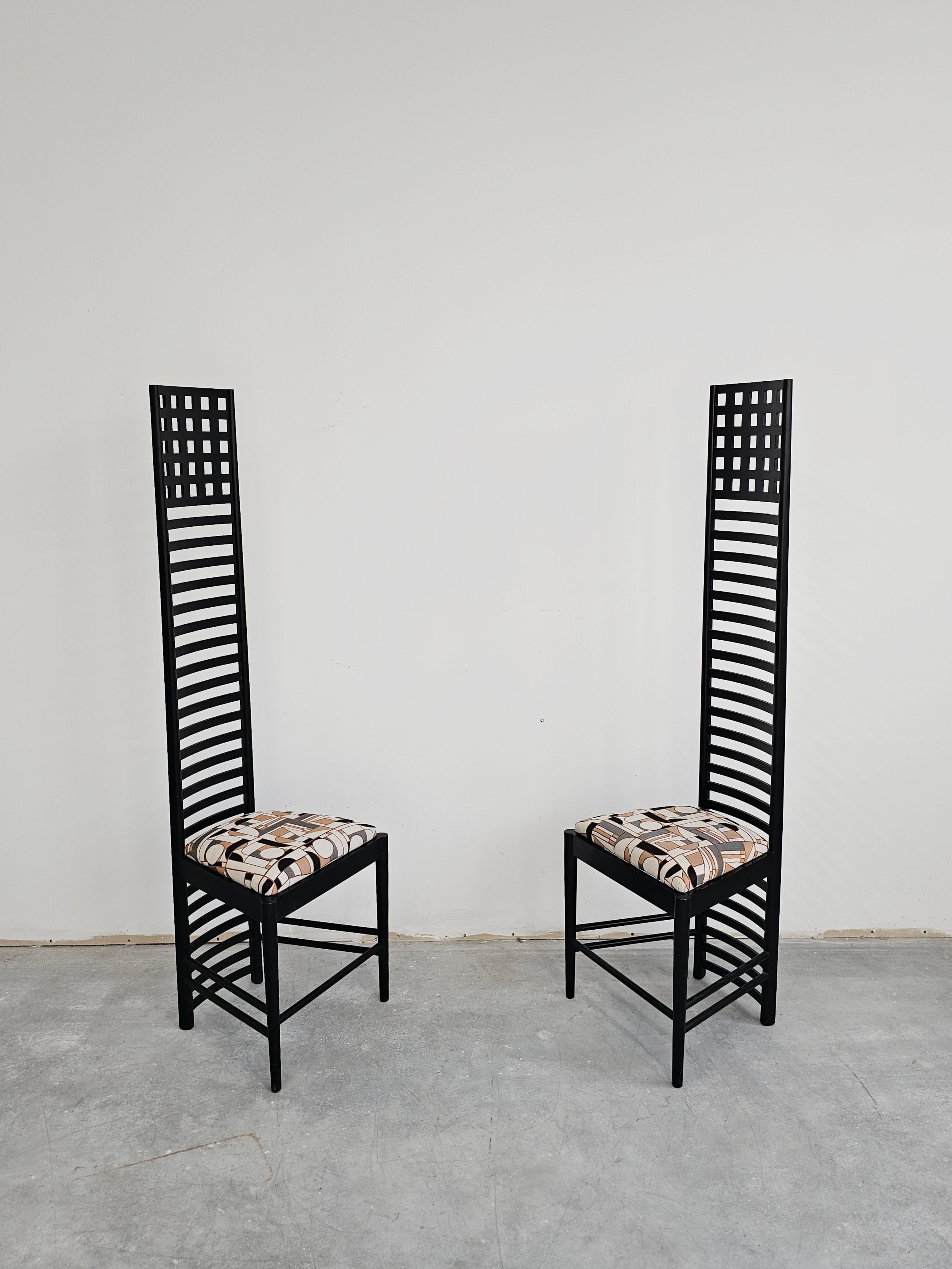 Pair of Iconic Hill House Chairs by Charles Rennie Mackintosh, Italy 1980s For Sale 6