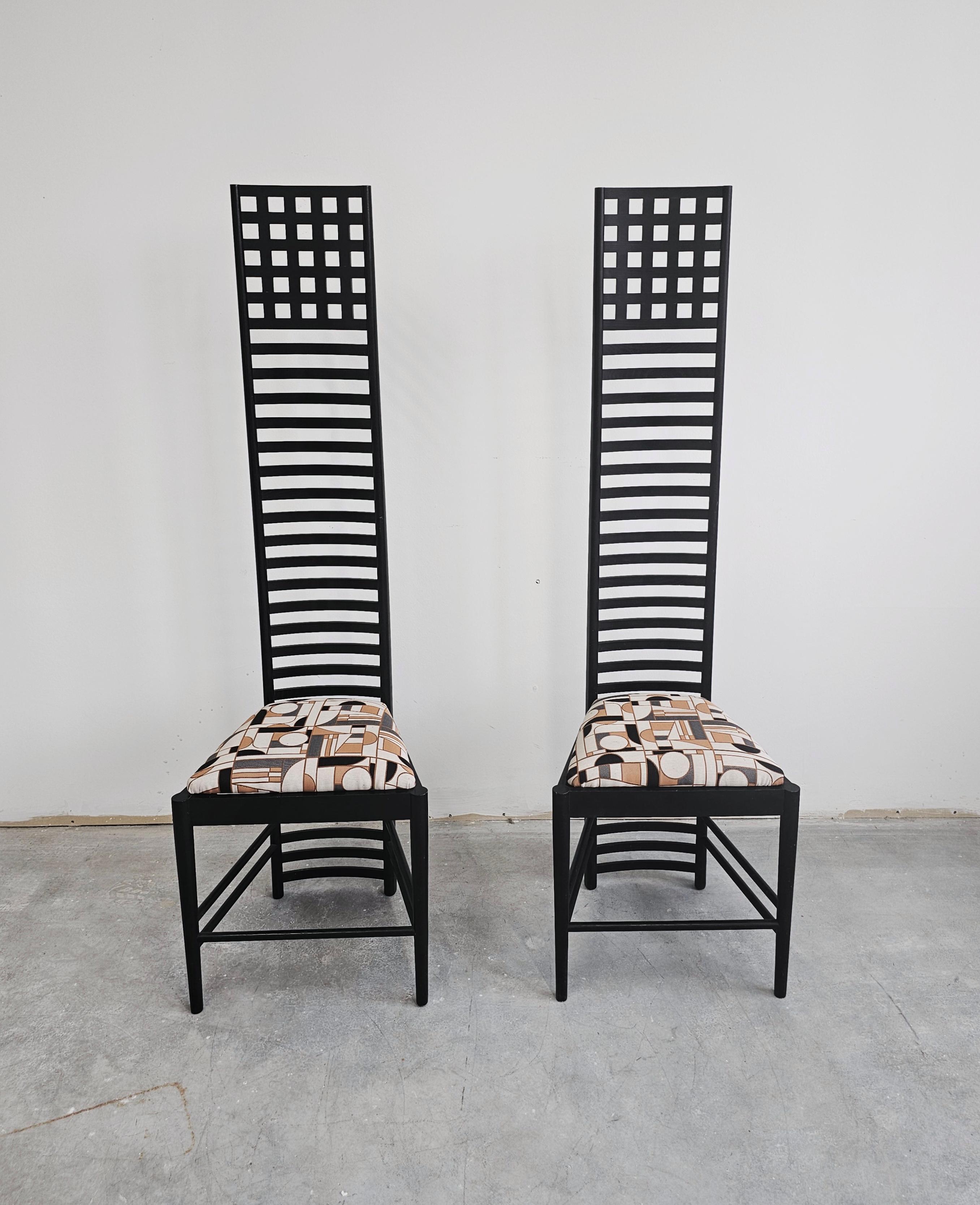 Art Nouveau Pair of Iconic Hill House Chairs by Charles Rennie Mackintosh, Italy 1980s For Sale