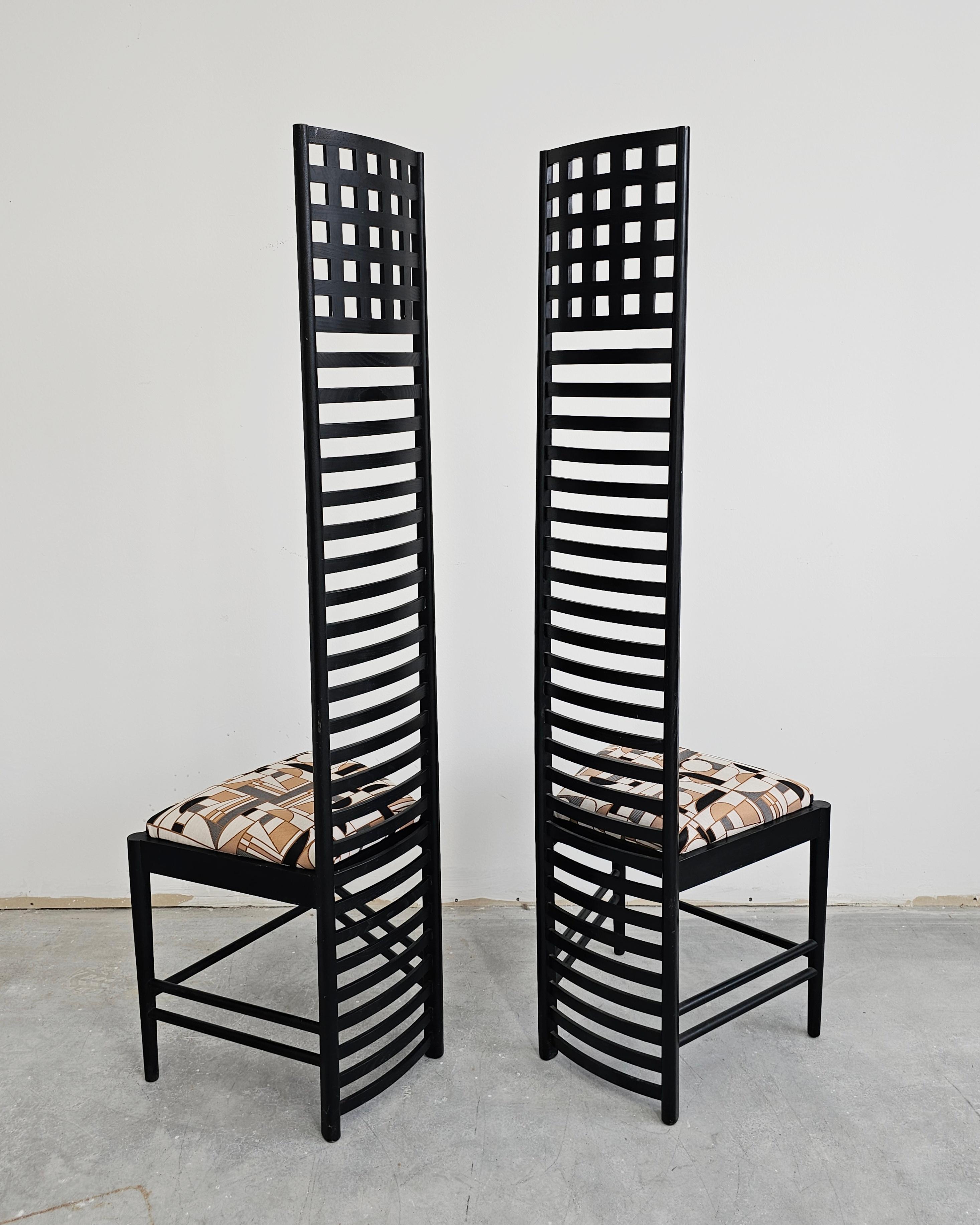 Pair of Iconic Hill House Chairs by Charles Rennie Mackintosh, Italy 1980s For Sale 2