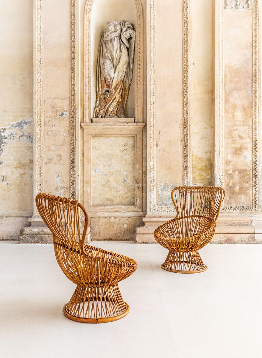 Beautiful couple of Iconic Franco Albini armchairs model 