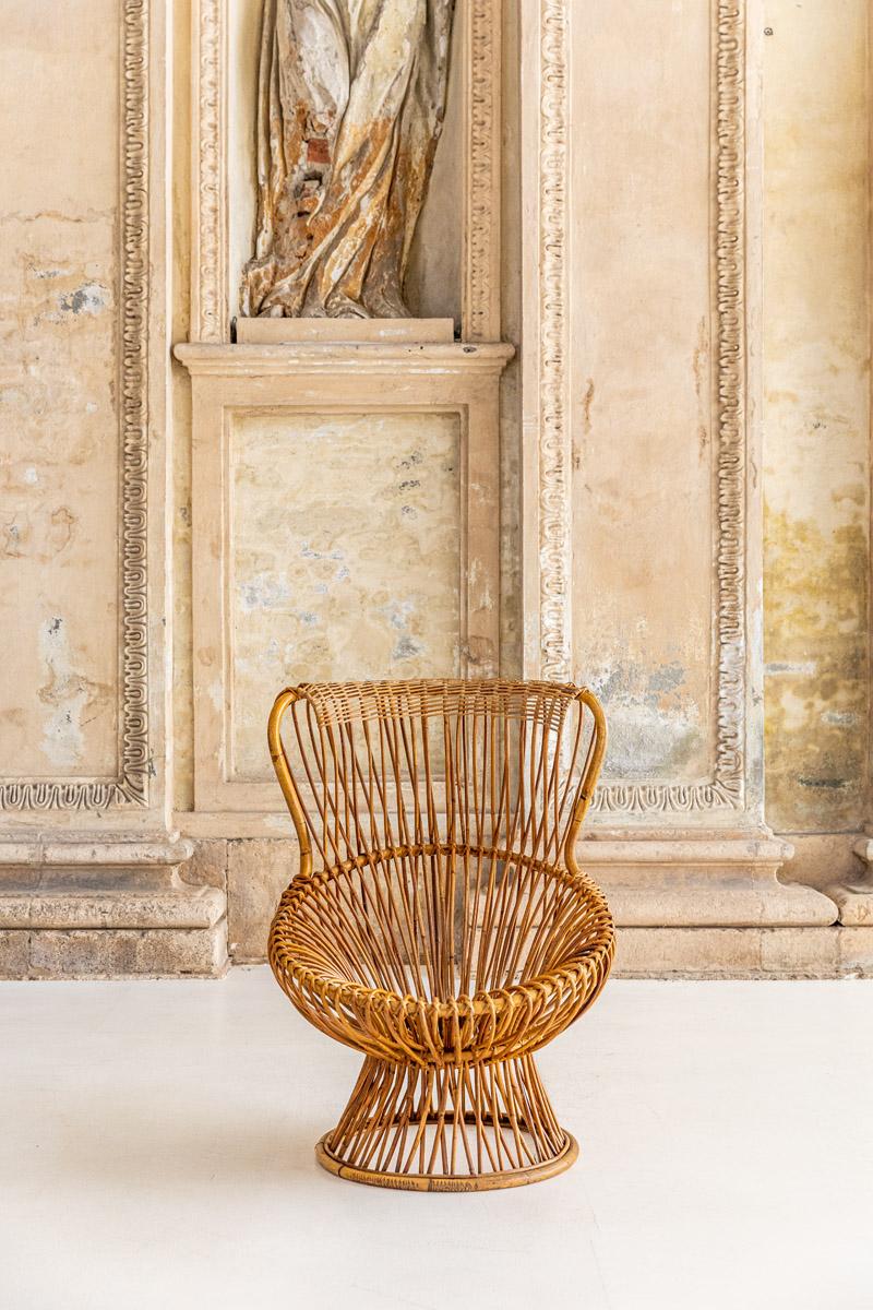 italien Paire de fauteuils emblématiques en rotin Margherita de Franco Albini pour Bonacina en vente