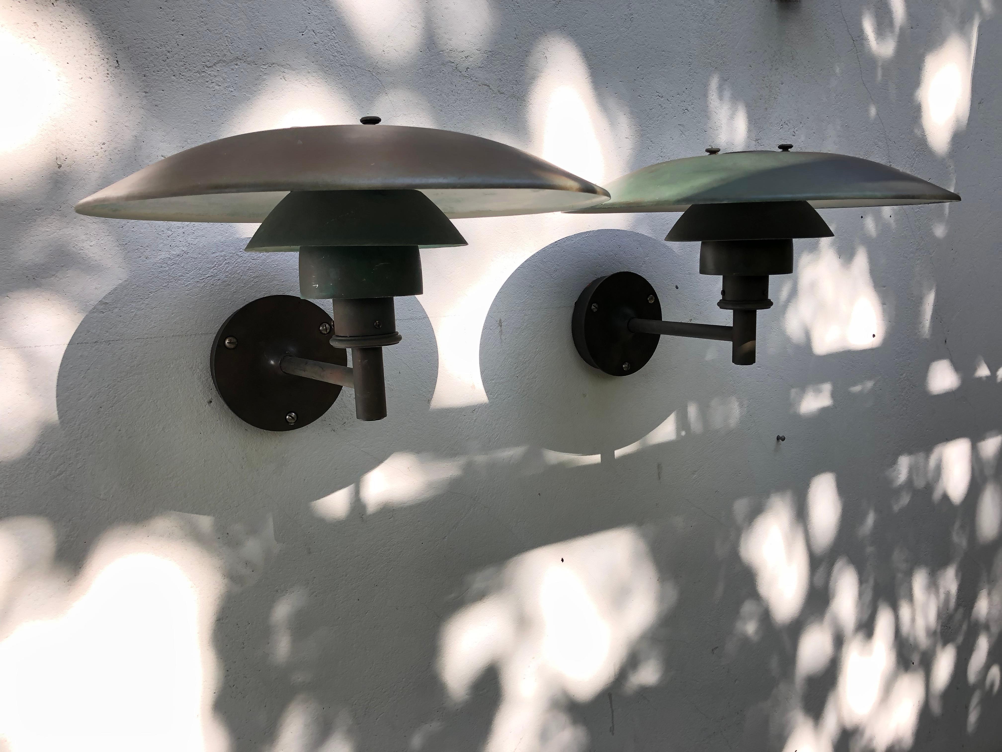 Danish Pair of Iconic Poul Henningsen 1st Edition Copper Wall Lamps by Louis Poulsen