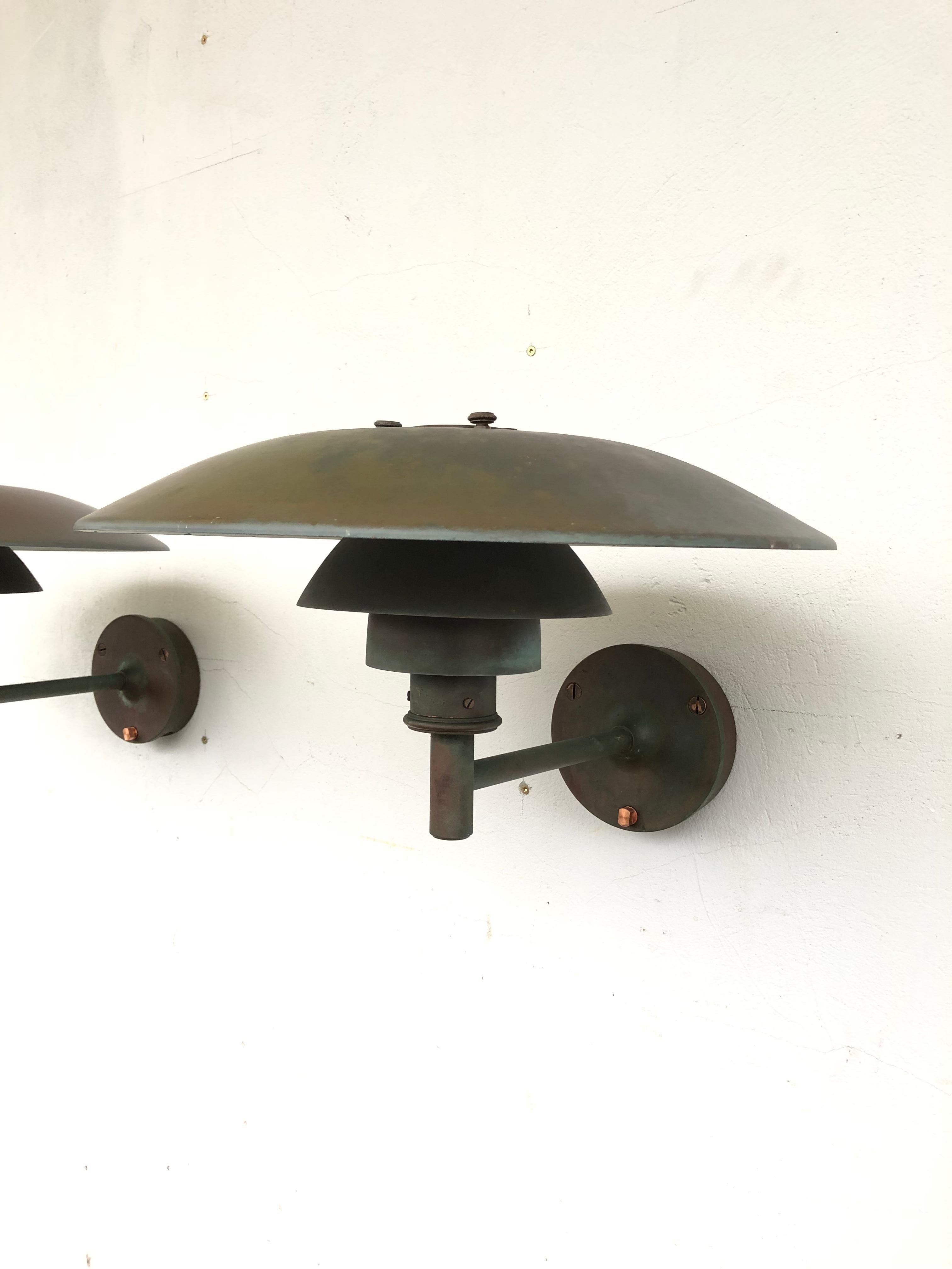 Pair of Iconic Poul Henningsen Copper Wall Lamps by Louis Poulsen of DK 2