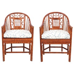 Pair of Iconic Vintage Brighton Pavilion Style Chinoiserie Bamboo Armchairs