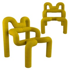 Pair of Iconic Yellow Lounge Chairs by Terje Ekstrom, Norway, 1980s