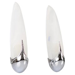 Pair of Idearte Murano Glass Sconces with Chrome Base 1980s