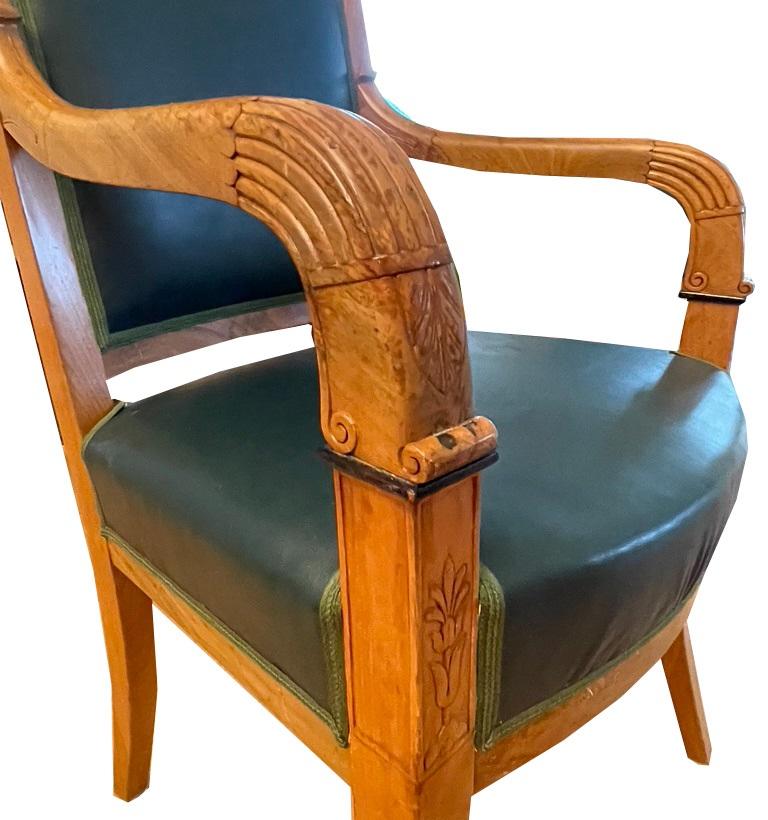 Biedermeier Pair of identical armchairs, cherry wood