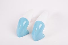 Pair of Ifö Sweden Glass Wall Lamp Sconces Blue, Modern Bathroom Light, 1950s