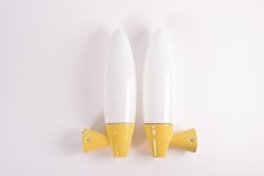 Pair of Ifö Sweden "Lyx" Glass Wall Sconces Yellow, Modern Bathroom Light, 1950s