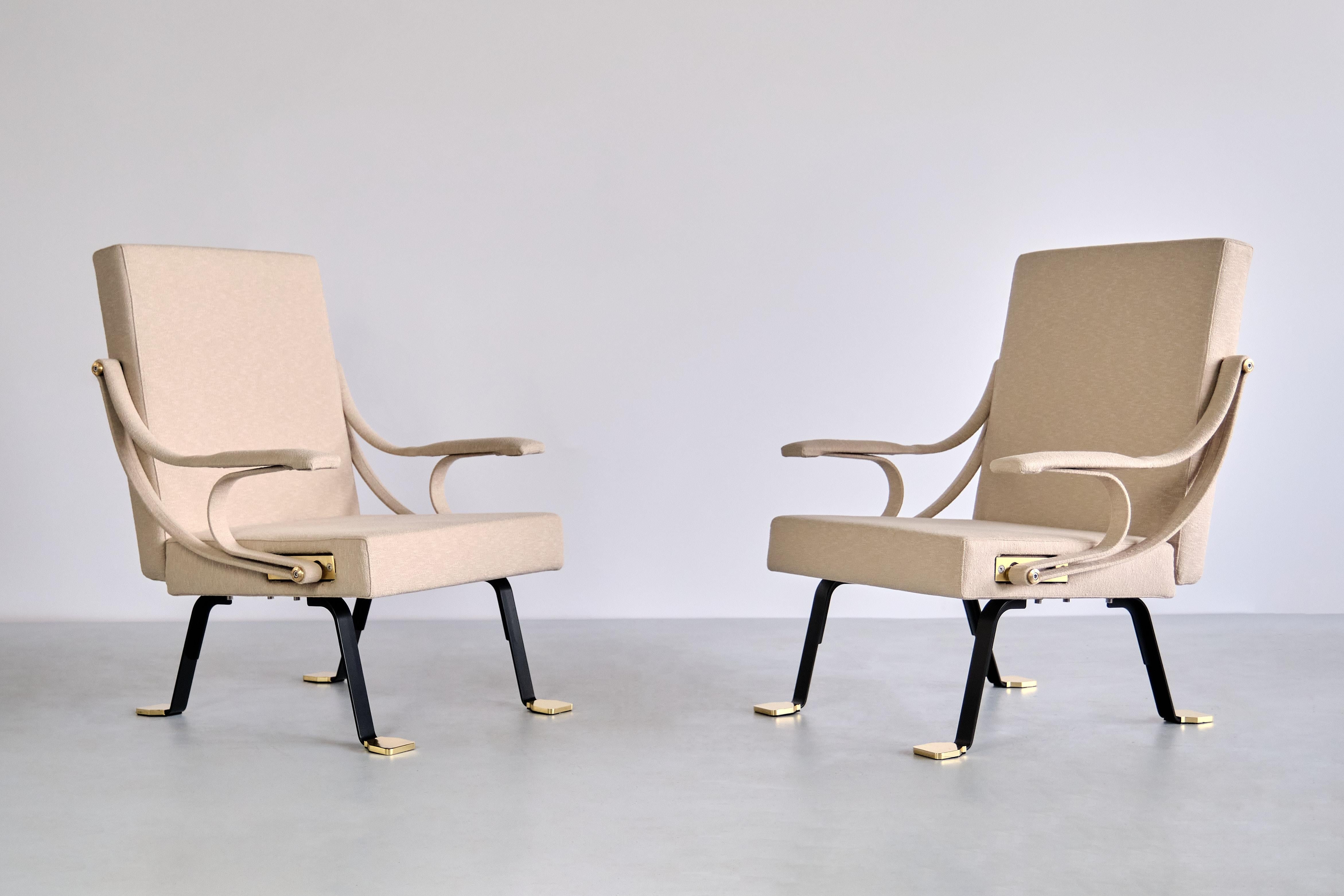 Paar Sessel „Digamma“ von Ignazia Gardella aus beigem Loro Piana-Stoff, 2023 (Moderne der Mitte des Jahrhunderts) im Angebot