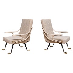 Pair of Ignazia Gardella 'Digamma' Armchairs in Beige Métaphores Tweed, 2025