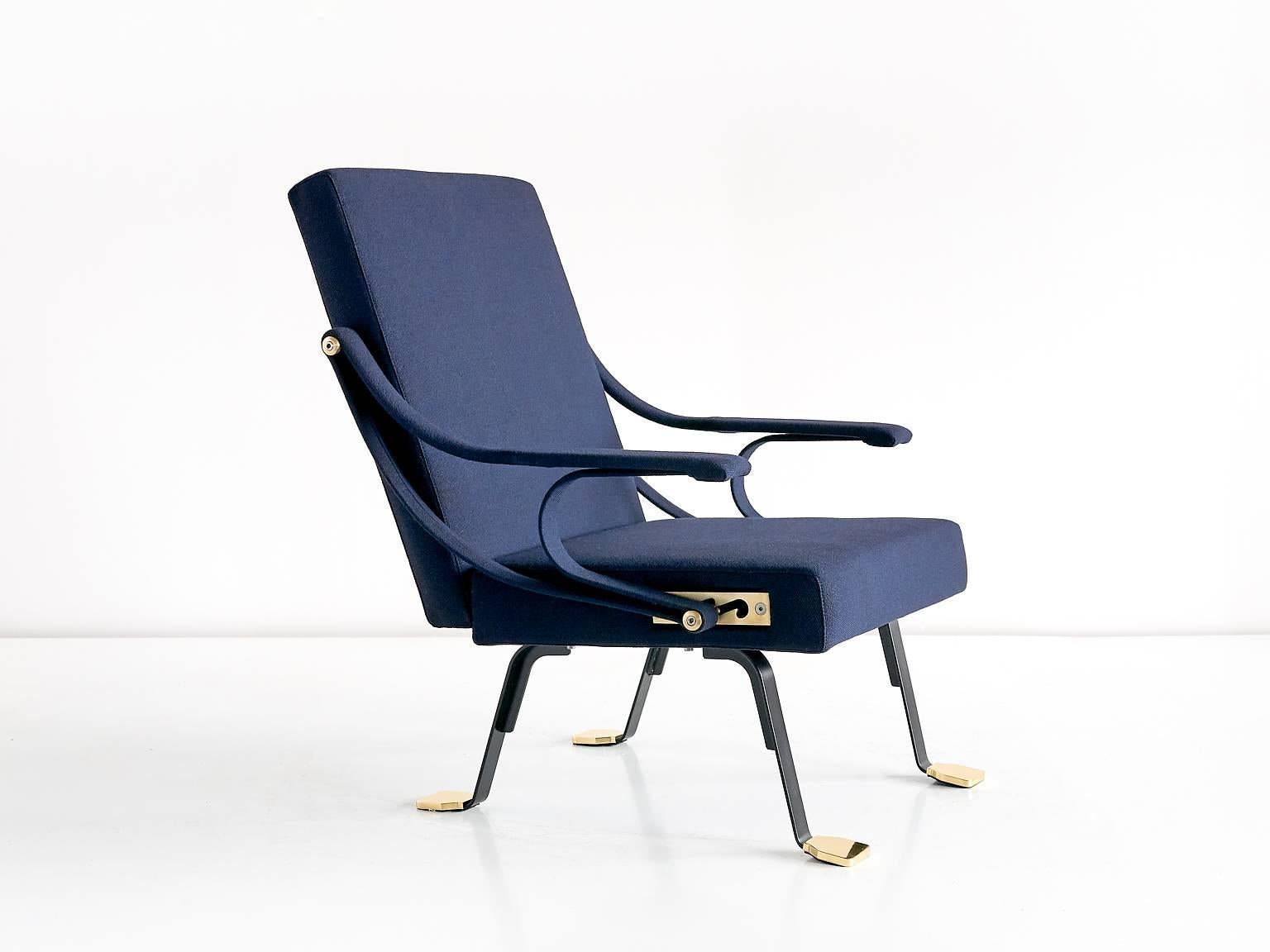 Spanish Pair of Ignazio Gardella Digamma Armchairs in Blue Raf Simons Fabric