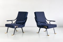 Pair of Ignazio Gardella Digamma Armchairs in Navy Raf Simons for Kvadrat Fabric