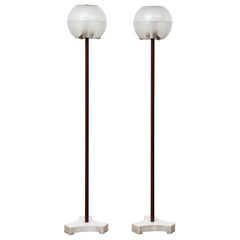 Pair of Ignazio Gardella LTE 8 Floor Lamps in Marble and Glass for Azucena, 1957