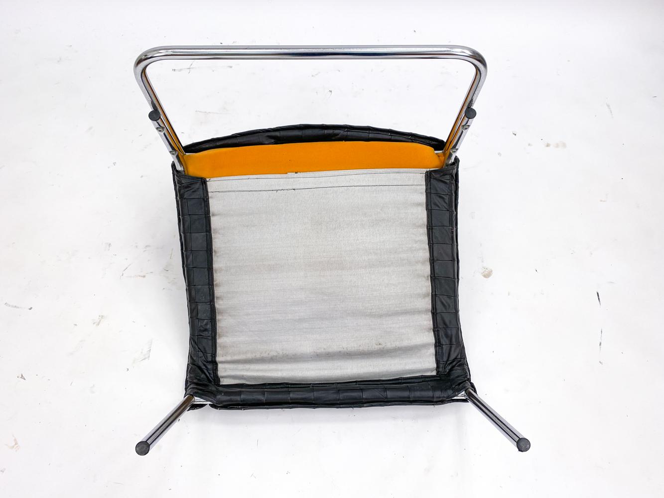 Coppia di sedie Ikea in pelle e cromo 'Pix' di Gillis Lundgren C. 1980 in vendita 8