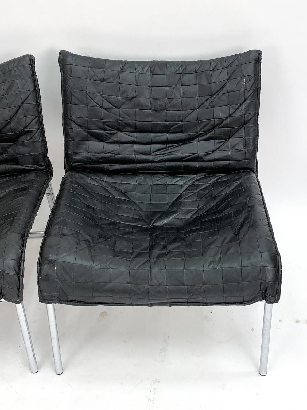 Coppia di sedie Ikea in pelle e cromo 'Pix' di Gillis Lundgren C. 1980 in vendita 1