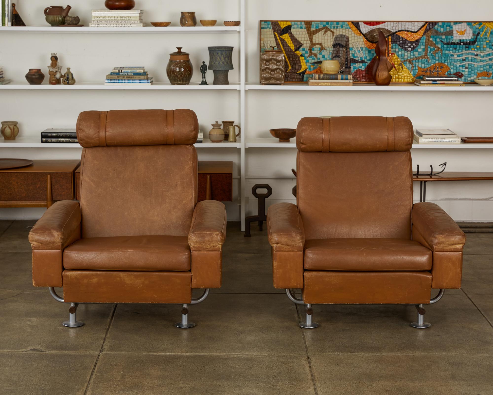 Mid-Century Modern Pair of Illum Wikkelsø High-Backed Lounge Chairs for Ryesberg Møbler