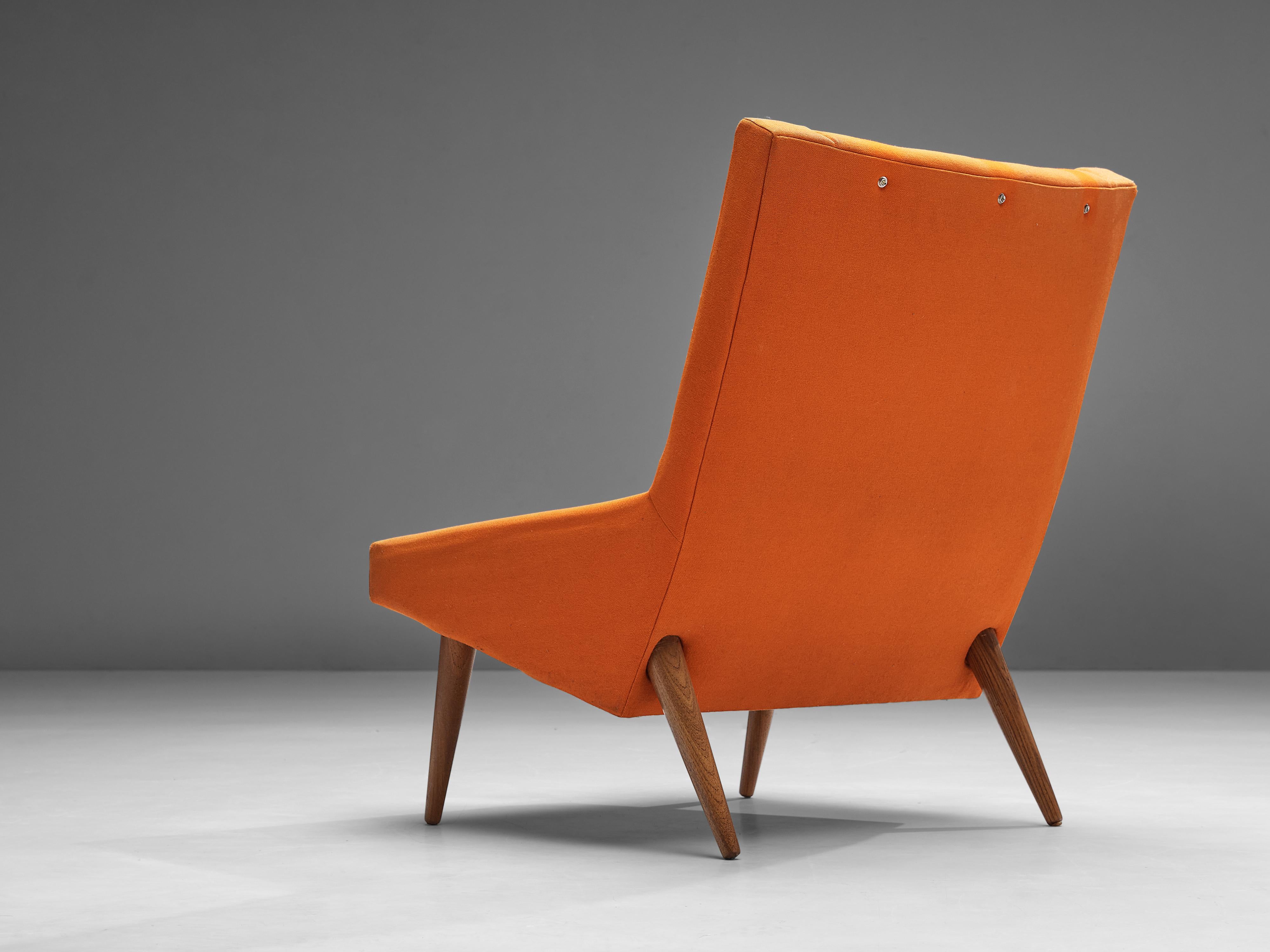 Illum Wikkelsø Pair of Lounge Chairs in Teak and Grey Orange Upholstery  For Sale 4