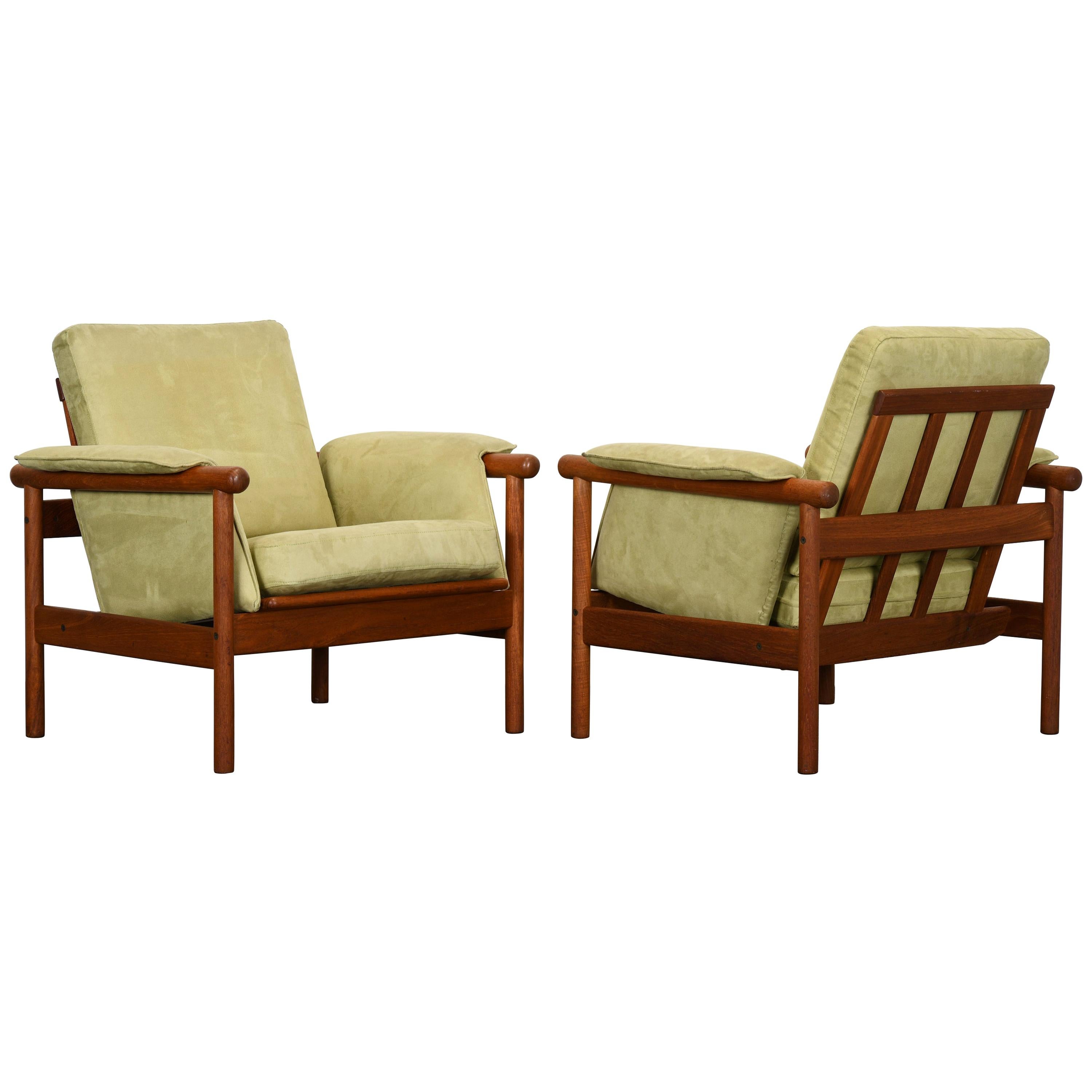 Pair of Illum Wikkelso for Koefoed Mobelfabrik "Wikki" Teak Lounge Chairs