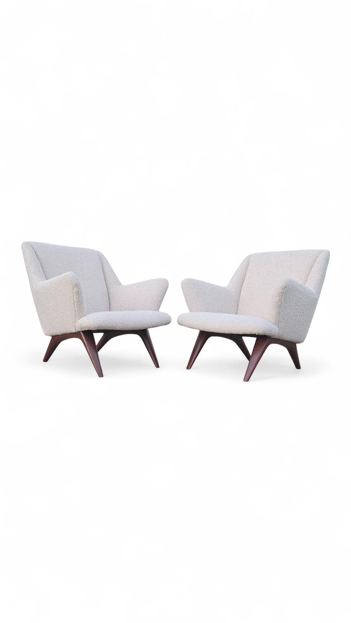Ein Paar Illum Wikkelso Lounge Chairs für A. Mikael Laursen & Son im Angebot 5