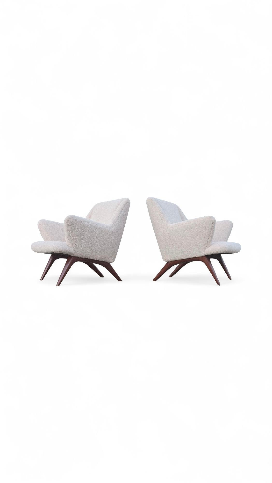 Ein Paar Illum Wikkelso Lounge Chairs für A. Mikael Laursen & Son 