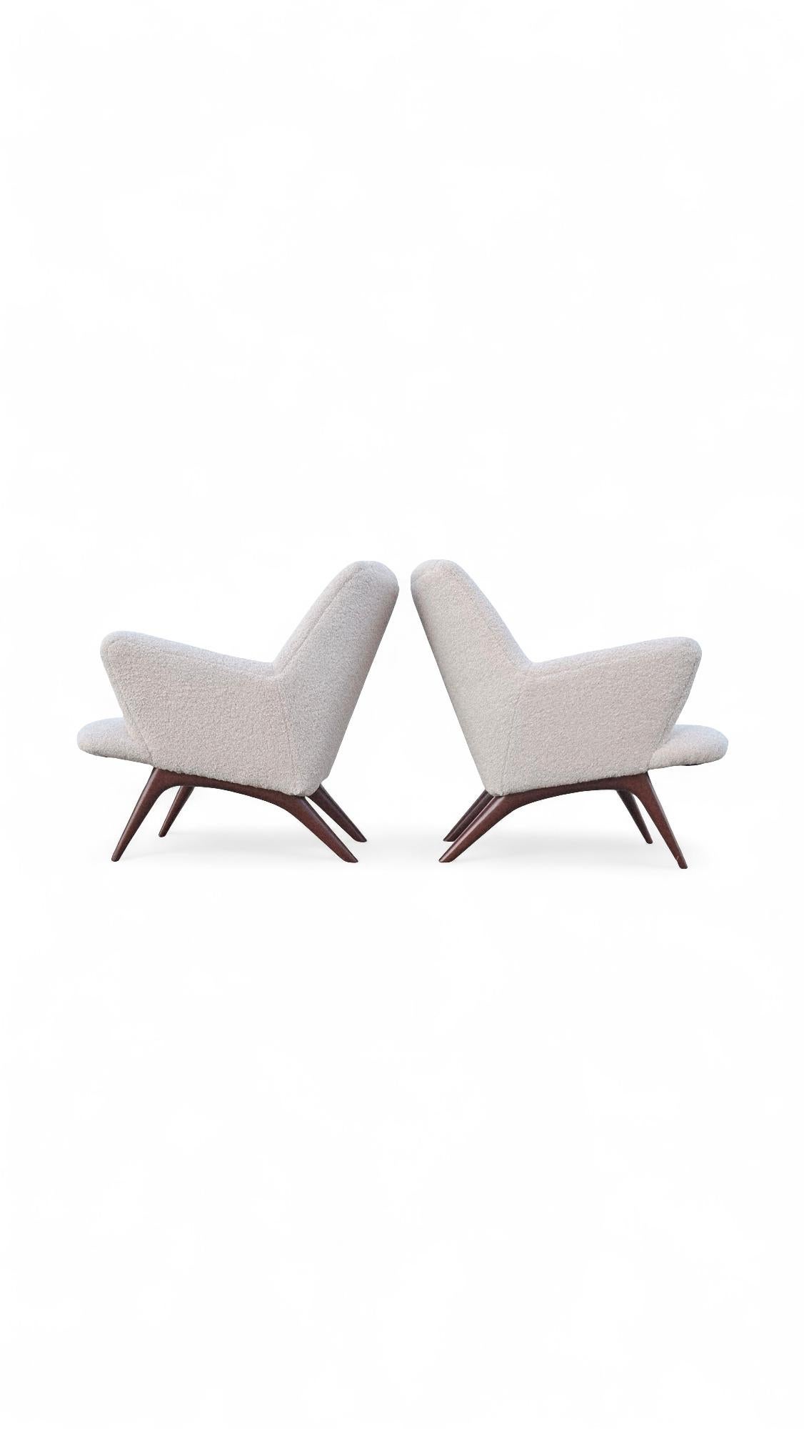 Ein Paar Illum Wikkelso Lounge Chairs für A. Mikael Laursen & Son im Zustand „Gut“ im Angebot in Middlesex, NJ