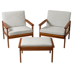Pair of Illum Wikkelso Lounge Chairs w. Ottoman
