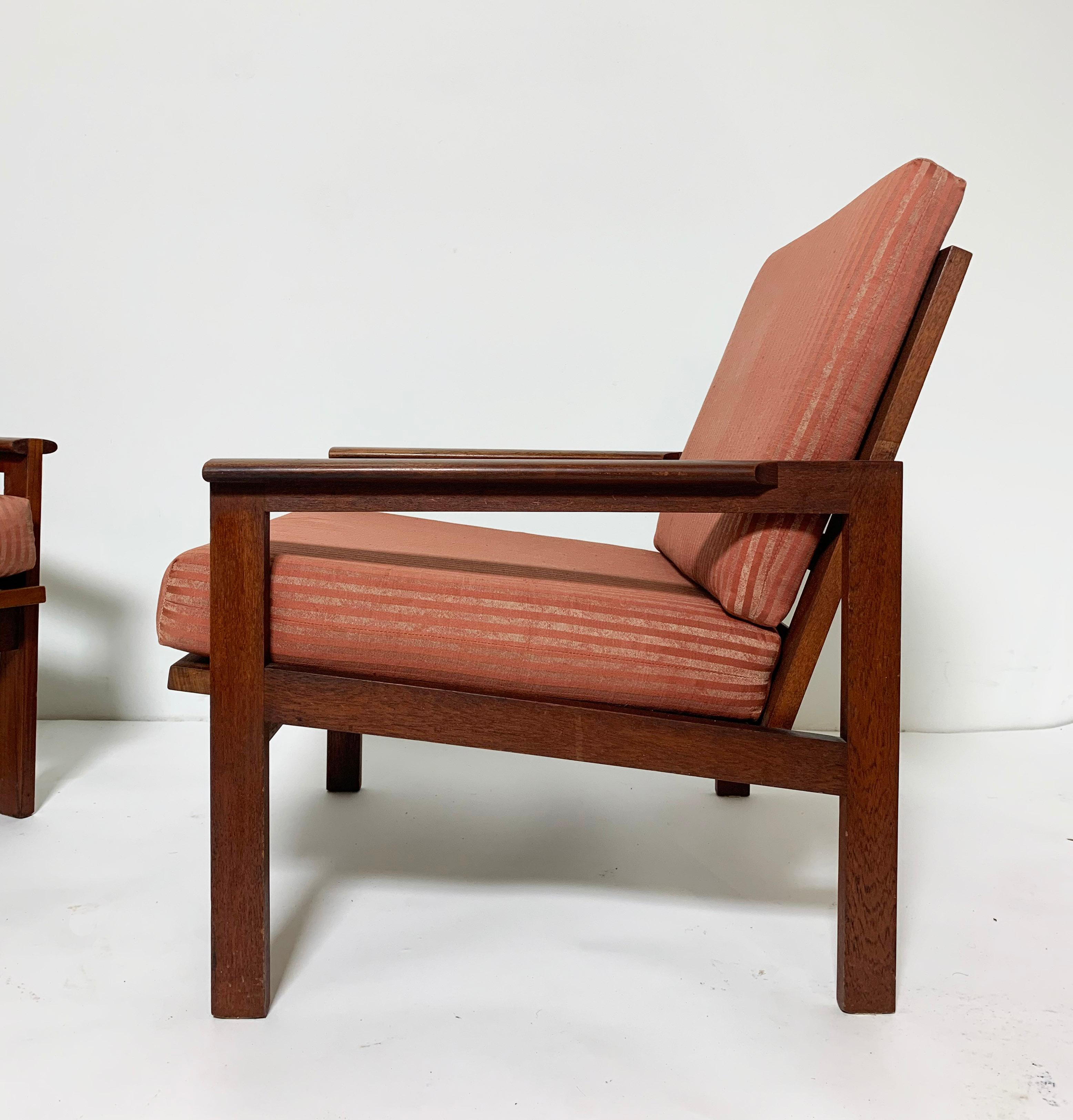 Pair of Illum Wikkelso Teak Lounge Chairs for Niels Eilersen, Denmark, ca. 1960s 1