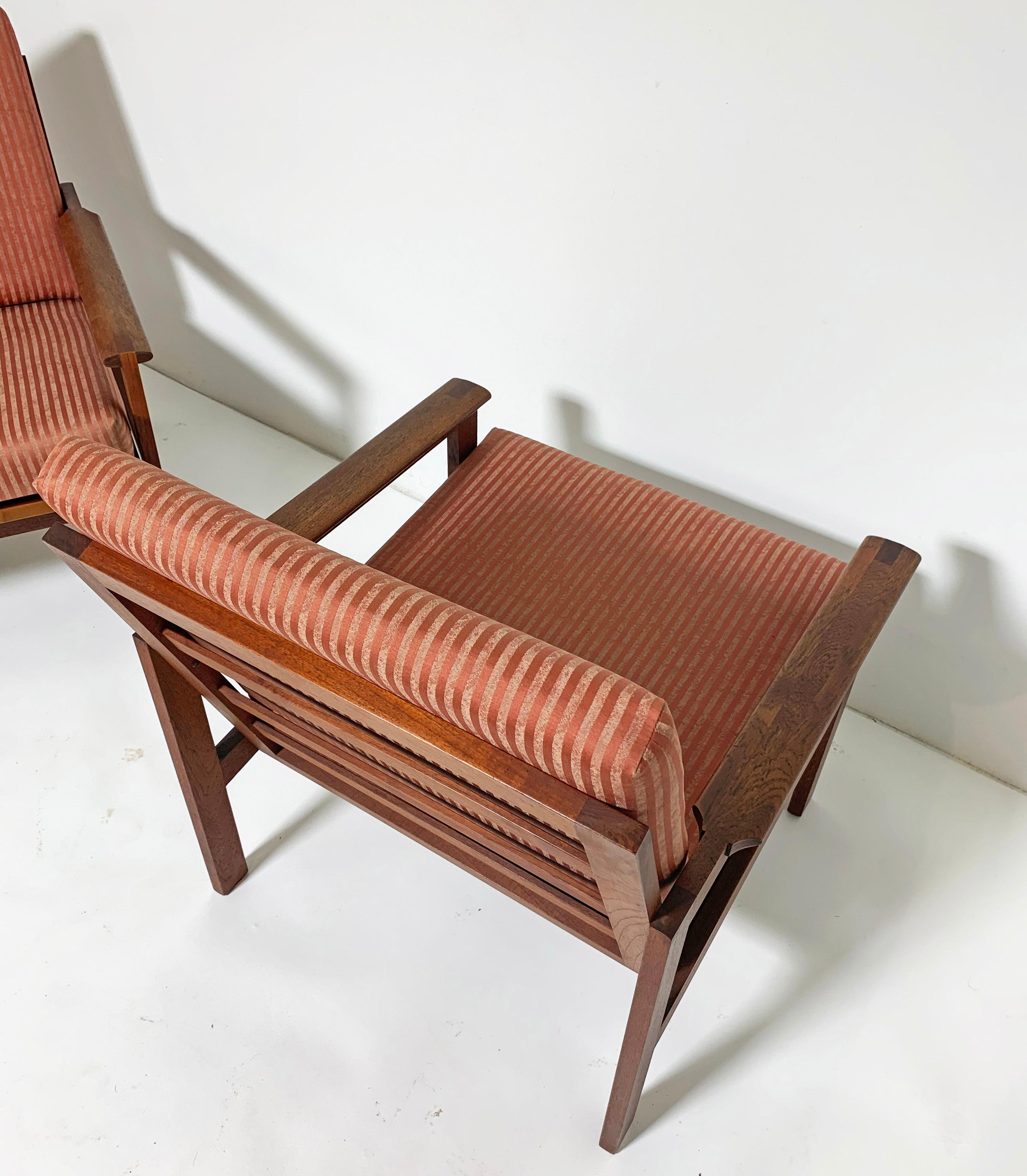 Pair of Illum Wikkelso Teak Lounge Chairs for Niels Eilersen, Denmark, ca. 1960s 3
