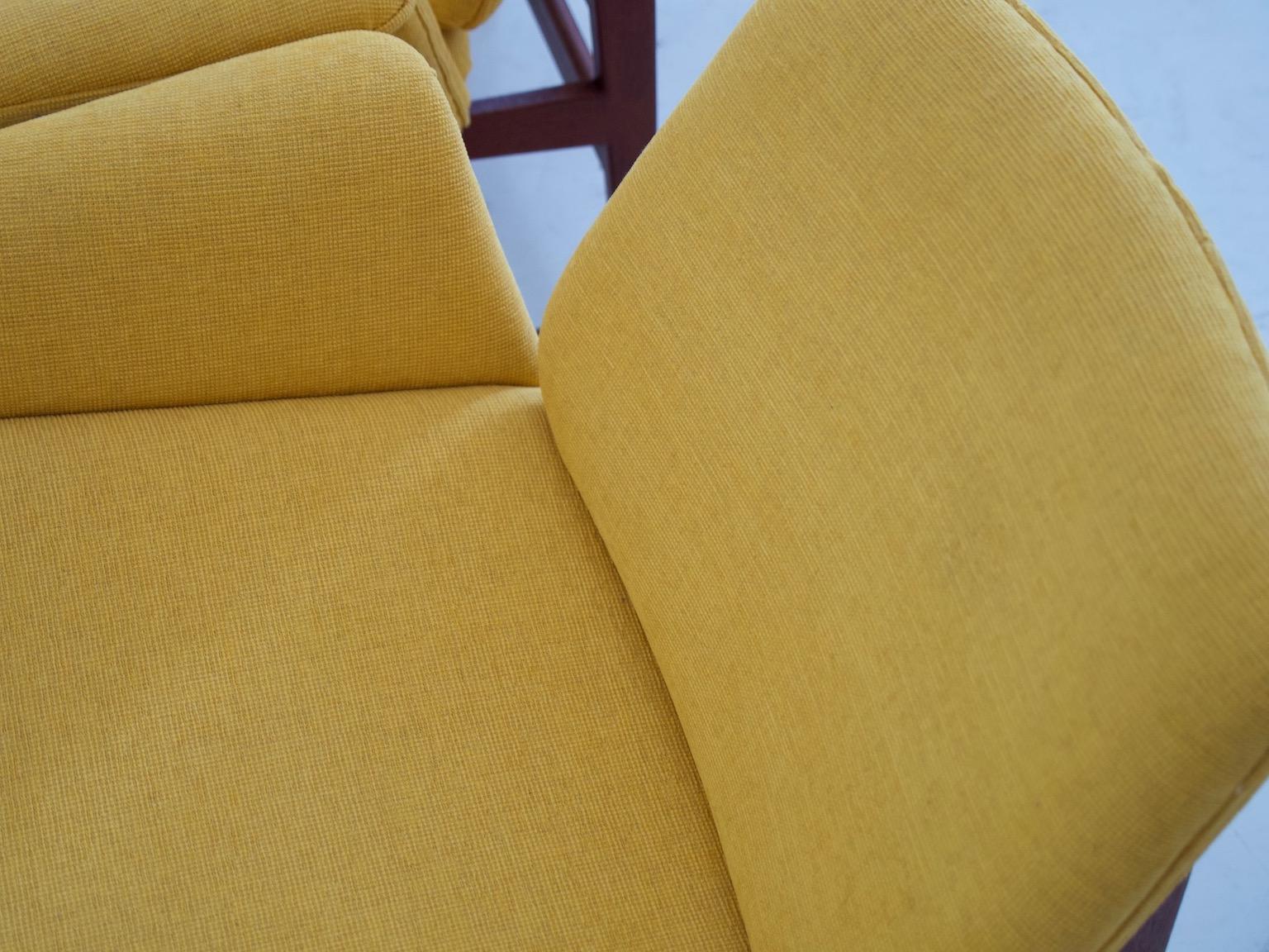 Pair of Illum Wikkelso Wooden Armchairs with Yellow Covers 1