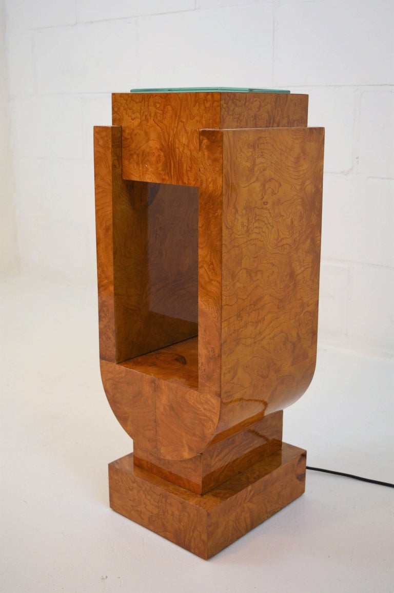 Pair of Illuminated Art Deco Pedestals in Ash Wood, 1930 at 1stDibs
