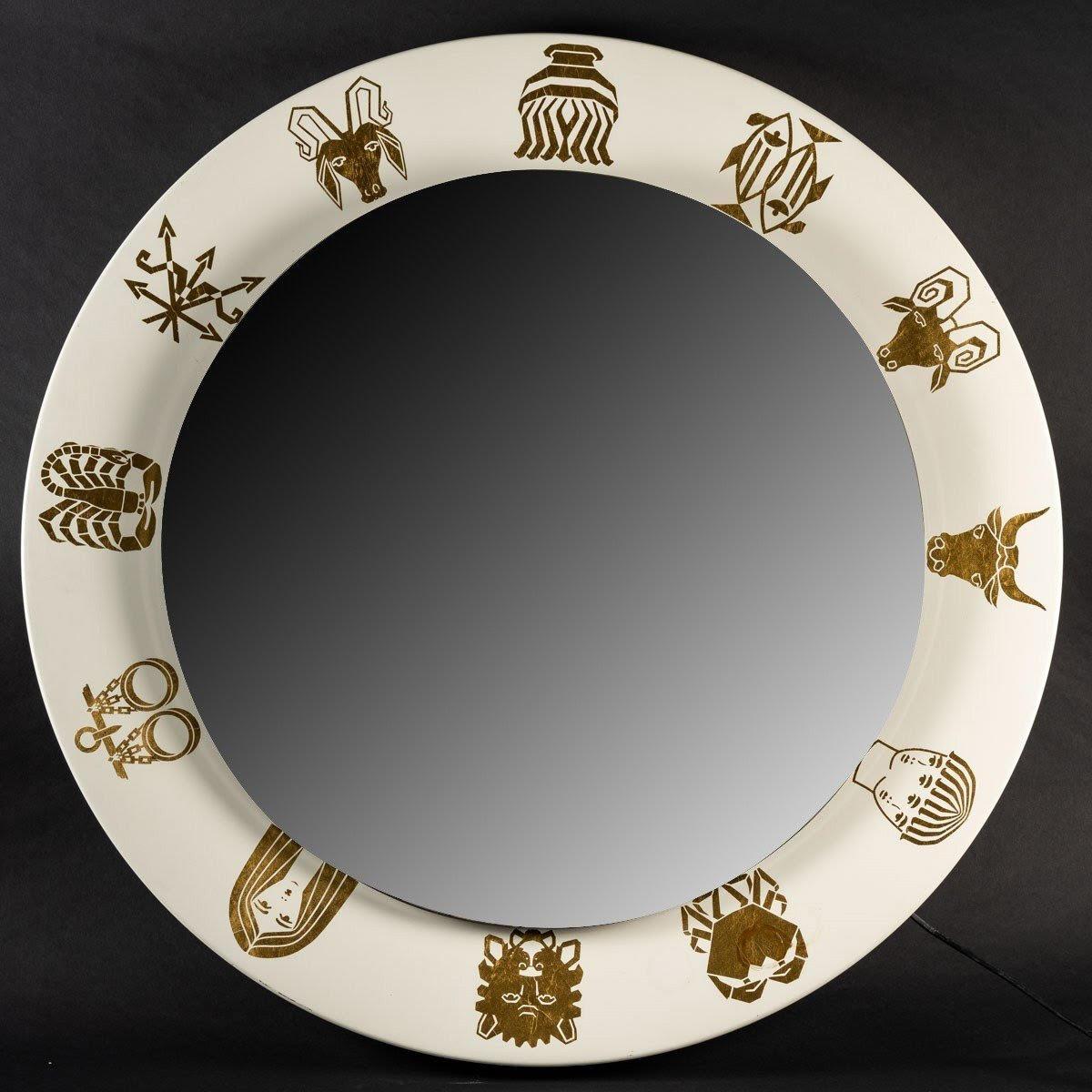 European Pair of Illuminated Mirrors by Benedetto Fornasetti, Circa 1970. For Sale