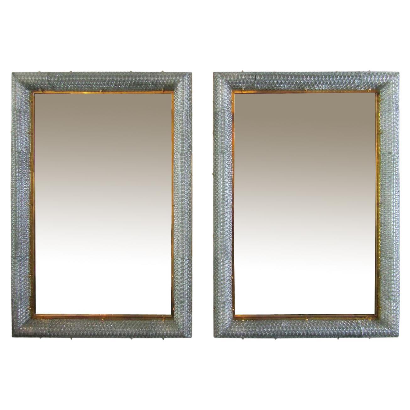 Unusual Pair Of Illuminated Mirrors With Etched Glass At 1stdibs