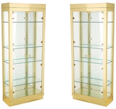 Pair of Illuminated Polished Brass Vitrines