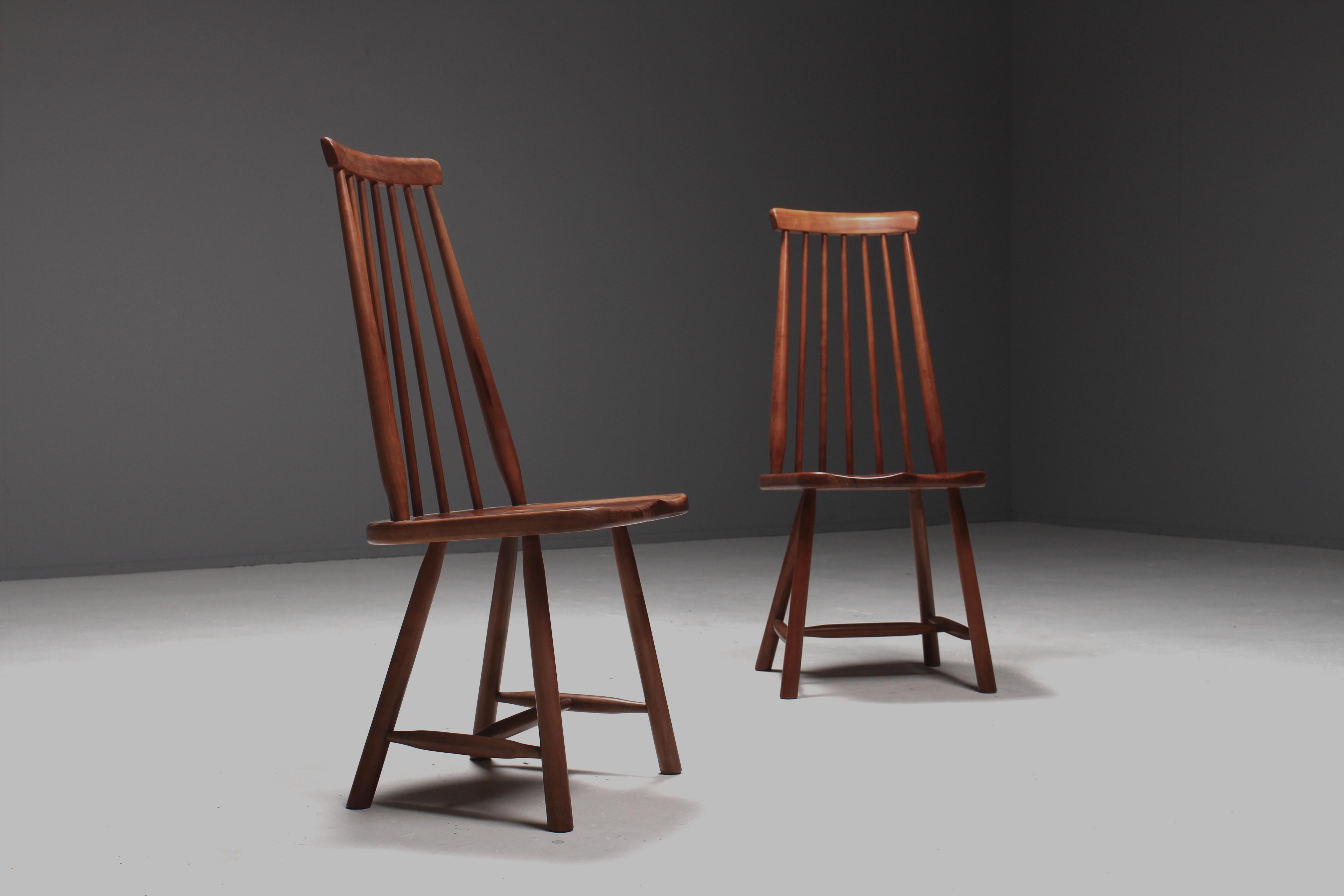Pair of Ilmari Tapiovaara Attributed Walnut Chairs, Finland, 1960s In Good Condition For Sale In Winterswijk, NL