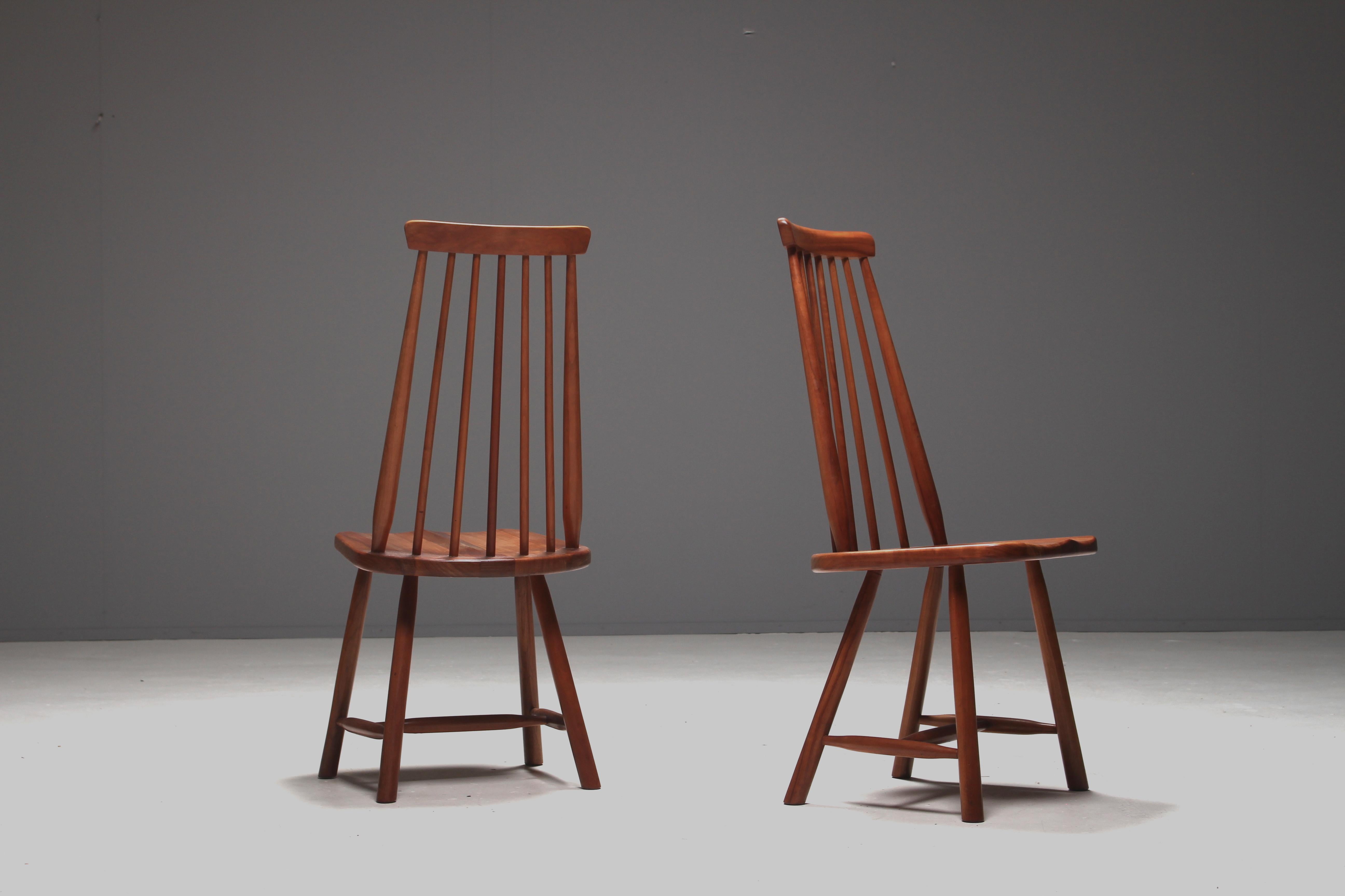 Pair of Ilmari Tapiovaara Attributed Walnut Chairs, Finland, 1960s For Sale 1