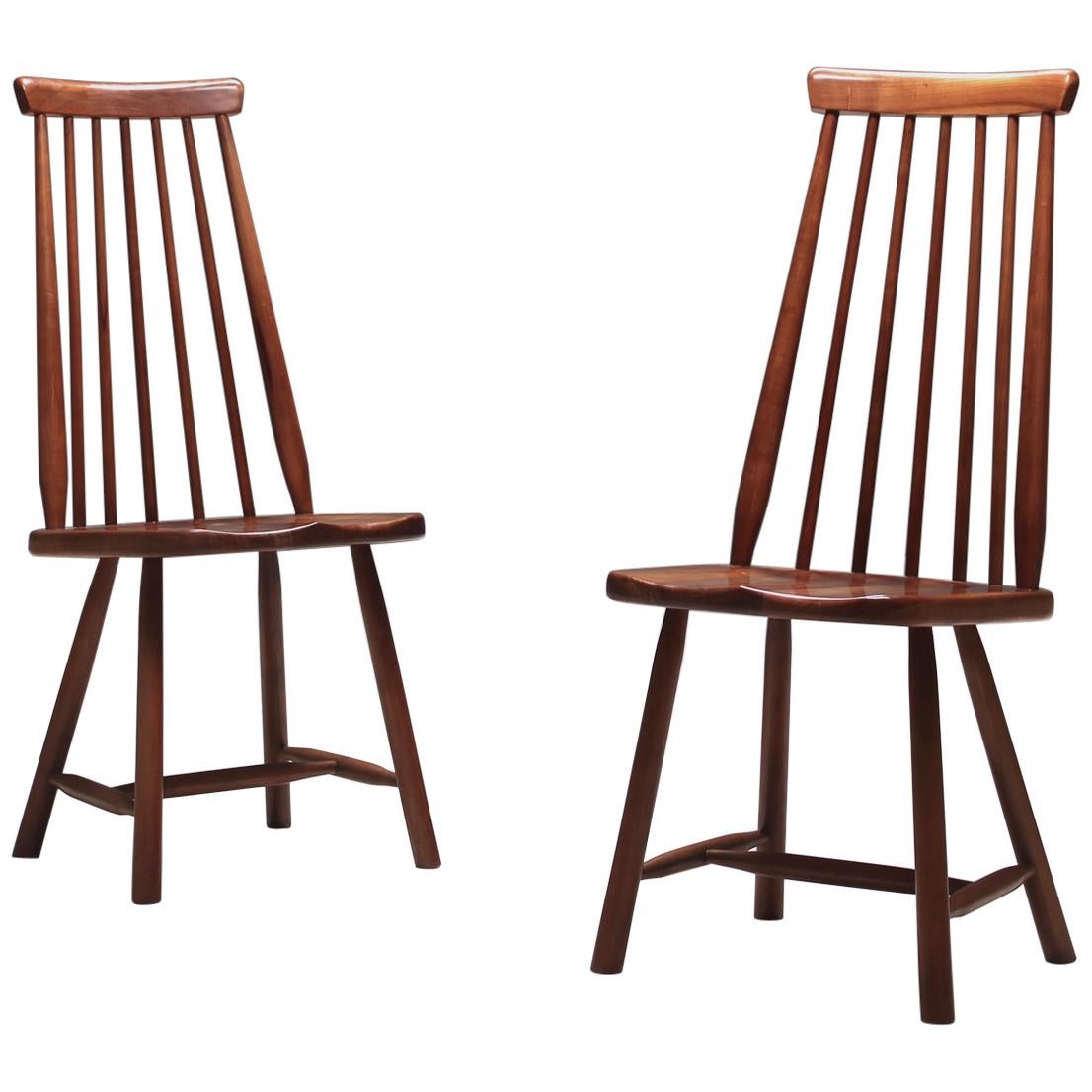 Pair of Ilmari Tapiovaara Attributed Walnut Chairs, Finland, 1960s For Sale