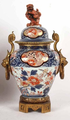 Pair of Imari Gilt-Metal Mounted Ginger Jars
