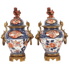 Pair of Imari Gilt-Metal Mounted Ginger Jars