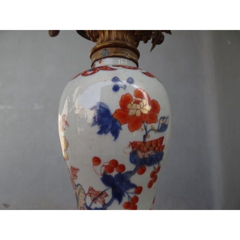 Japanese Pair of Imari Lamps Mounted in 19th Century Bronze For Sale