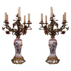 Paar Imari-Lampen aus Bronze, montiert, 19. Jahrhundert